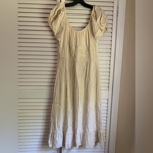 Chic Cream Puff Sleeve Midi Dress